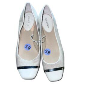Calvin Klein Light Beige & White Cap Toe Flats